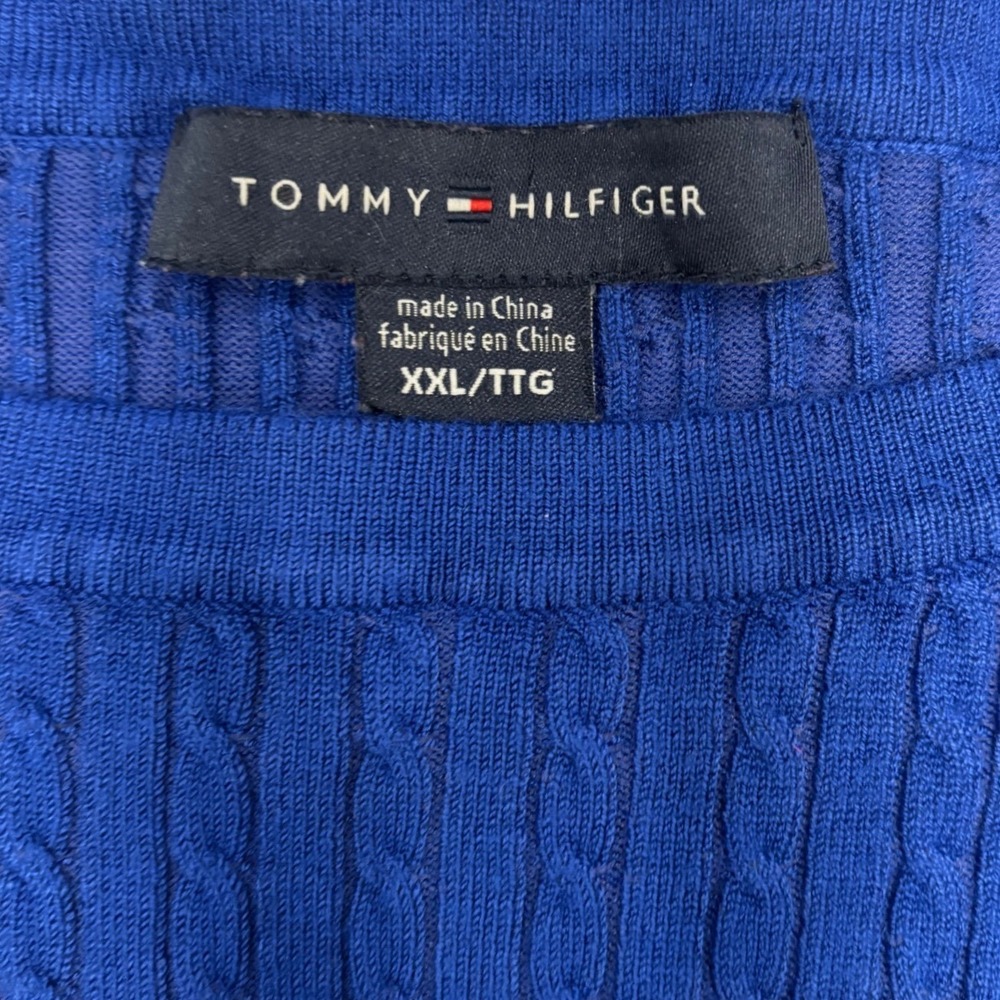 NWOT Tommy Hilfiger royal blue cable knit sweater viscose sz XL preppy nautical